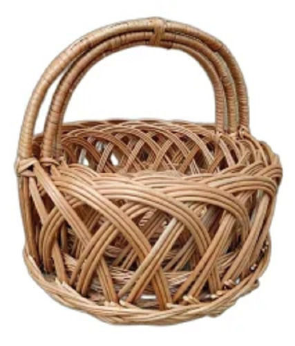 Modern Round Handled Handmade Rattan Wood Hamper Gift Basket 