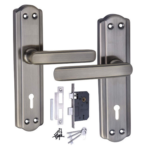 Silver 320 Grams Rectangular Polished Brass Mortise Door Lock With 3 Keys