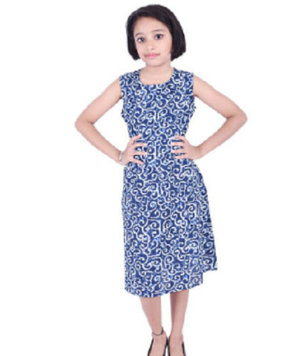 Printed Pattern Sleeveless Pure Cotton Material Girls Frocks Age Group: 6 Age To Above