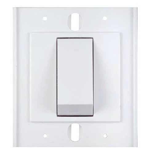 White 120 Voltage 50 Hertz Single Phase Rectangular Plastic Body Electrical Switch