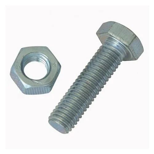 Silver 2.5 Inches Polished Hot Rolled Hexagon Mild Steel Bolt Nut