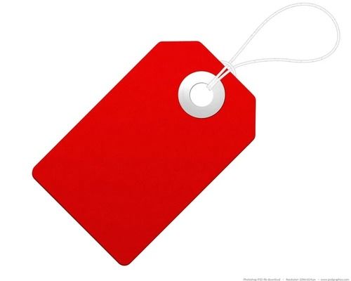 Red And White 2.8X2 Inches Plain Rectangular Polyvinyl Chloride Hang Tag