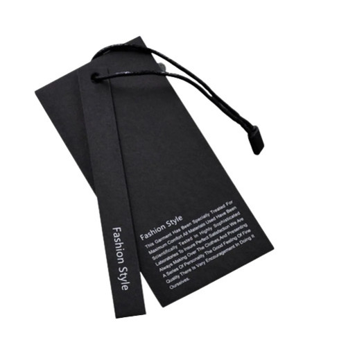 Black And White 3X2 Inches Printed Rectangular Cardboard Hang Tag For Garment
