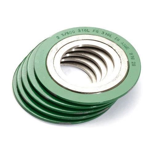 Green And Silver 4.5 Mm Thick Round Polished Finish Stainless Steel Gasket For Industrial Use