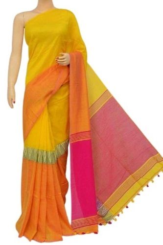 Multi Color Plain Pattern Casual Wear Ladies Cotton Sarees