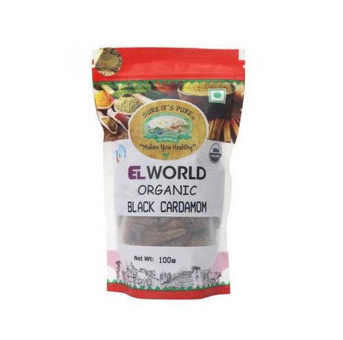 Organic Dried Whole Black Cardamom (Ilaichi), 100g Packing