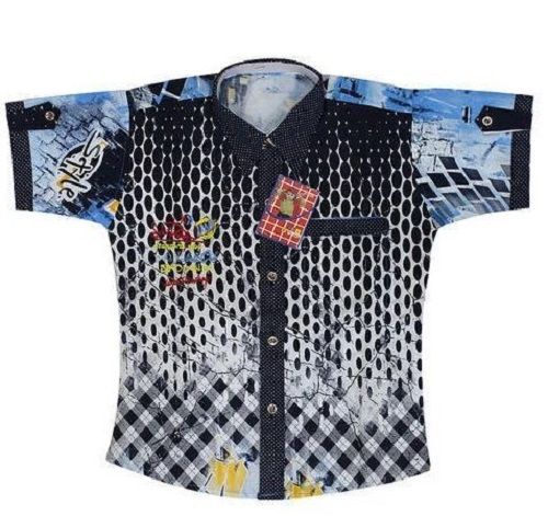 Short Sleeve Button Down Collar Cotton Printed Shirts For Kids Age Group: 6 To 12 Year