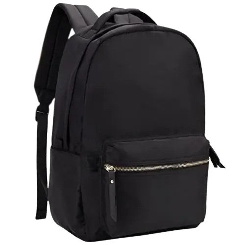 Black 18X13X10 Inches Zipper Closure Plain Polyester School Bag 