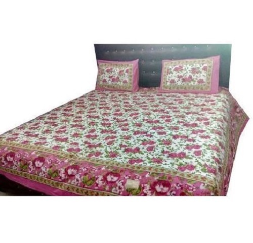 Multicolor 7X5 Feet Printed Cotton Double Bed Sheet