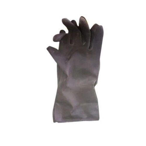 Black Acid Proof Abrasion Resistant Waterproof Full Finger Plain Rubber Hand Gloves