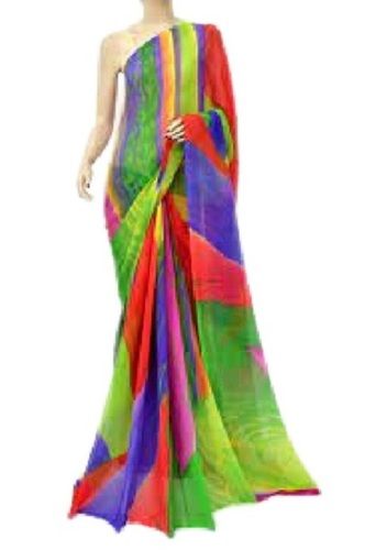 Multi Causal Wear Floral Printed Chiffon Saree With Attach Blouse