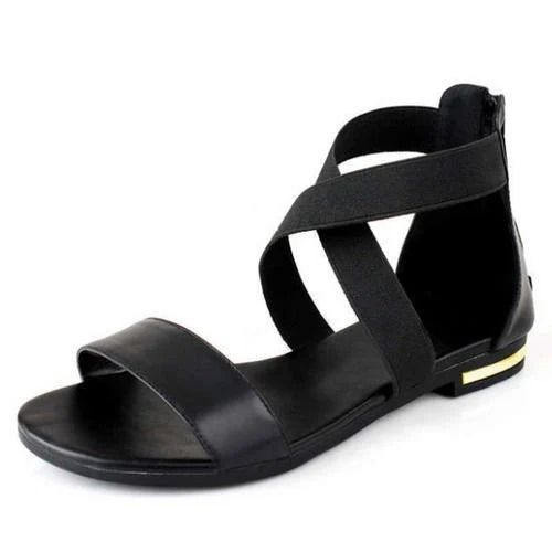 Fashionable And Non Slip Plain Casual Wear Genuine Leather Sandal For Ladies