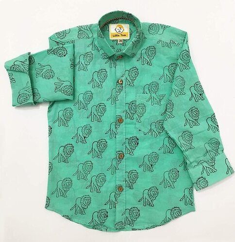 Full Sleeves Button Closure Hypoallergenic Cotton Printed Shirt For Boys Age Group: 5 To 8