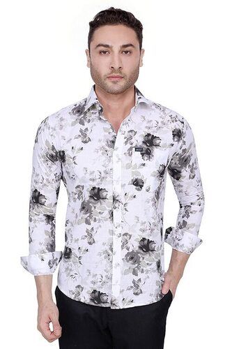 Full Sleeves Classic Collar Unfadable Cotton Printed Shirt For Men