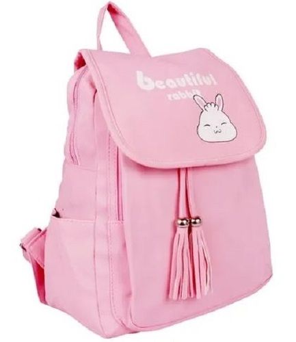 Pink Polyester Material Printed Pattern College Bag For Girls