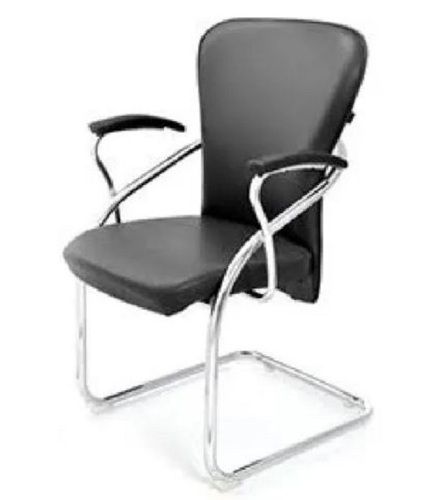 Machine Made Stainless Steel And Leather Material Color Coted Visitor Chair Without Rails