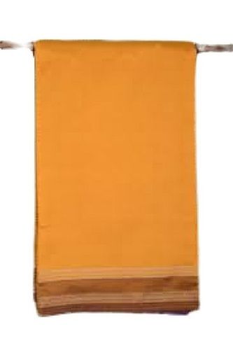 Mustard Yellow Traditional Wear Thread Work Border Plain Cotton Sarees For Ladies 