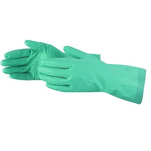 Green Water Proof Full Fingered Nitrile Gloves