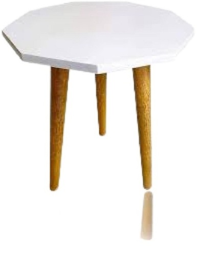 सफेद और भूरे रंग के गोल आकार की नक्काशी पर्यावरण के अनुकूल सादा लकड़ी की मेज