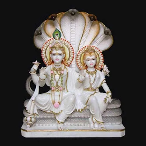 White Marble Laxmi Narayan Statue For Temple And Home Use