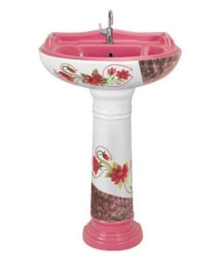 Multi 40X18 Inches Glossy Finish Ceramic Pedestal Wash Basin 