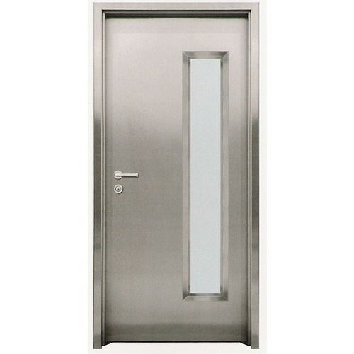 Silver 5.2 Mm Thick Rectangular Polished Finish Stainless Steel Door For Exterior Use