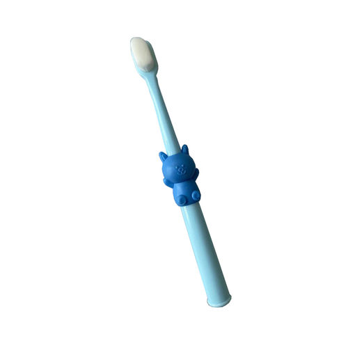 Blue 6 Inches Plastic Handle Soft Nylon Bristles Toothbrush For Baby