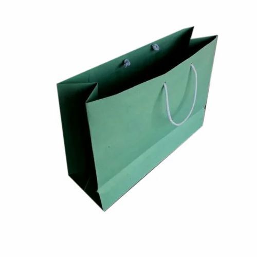 Green 6 Kilograms Bearing Capacity Based Rope Handle Recyclable Plain Paper Shopping Bag