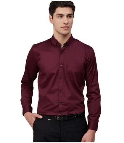 Casual Wear Button Closure Full Sleeves Classic Collar Woven Plain Dyed Cotton Shirt Age Group: 15 To 30