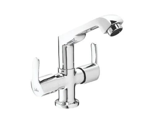 Silver Deck Mounted Glossy Finished Stainless Steel Bathroom Tap