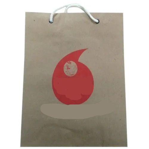 Disposable Recyclable Lightweight Rectangular Kraft Paper Printed Carry Bags