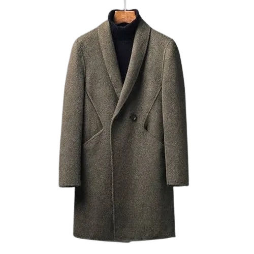 Plain Full Sleeves Button Closure V Neck Indian Wear Woolen Mens Overcoat