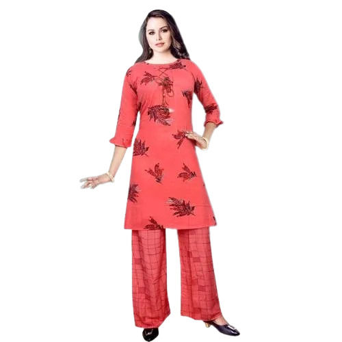 Printed 3/4Th Sleeve Printed Trendy Washable Non Toxic Ladies Rayon Kurti  Bust Size: 38-42 Inch (In)