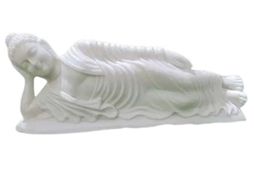 12x3 Feet Carved Matt Finished Marble Buddha Statue