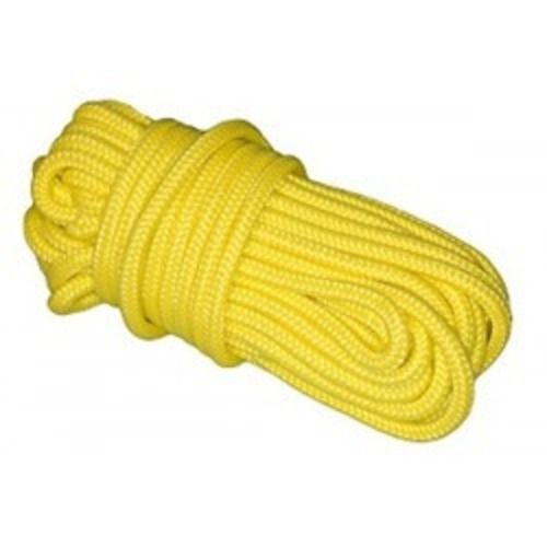 Yellow 25 Meter Long 6Mm Thick High Strength Plain Twisted Nylon Rope For Industrial Use 