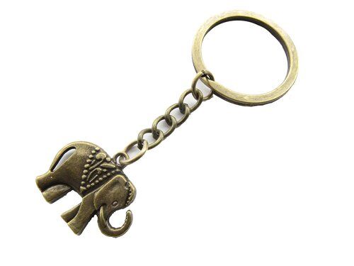 Corrosion Resistant Bronze Plated Stainless Steel Elephant Animal Keychain