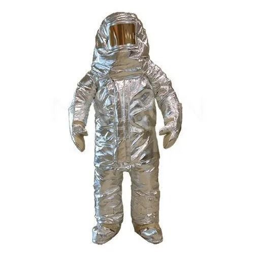 Silver Heat Resistant Long Sleeves Plain Polyester Reusable Fire Fighting Suit