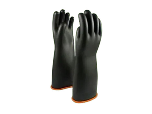 Black Latex Lining Water Proof Rubber Full Fingered Electrical Hand Gloves