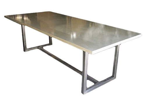 Machine Made Rectangular Polished Finish Stainless Steel Modern Dining Table