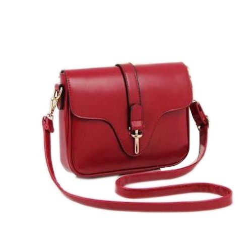 Stylish And Strap Handle Plain Synthetic Leather Sling Bag For Ladies