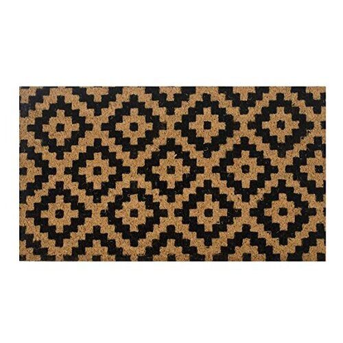 Brown And Black 24X14 Inches Rectangular Pvc Backing Coconut Fiber Printed Mat