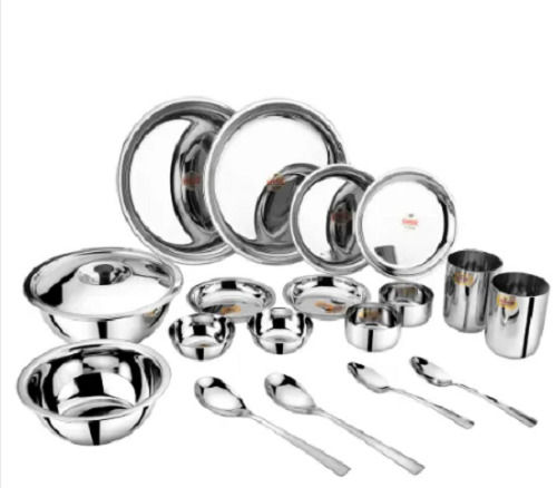 Grey Durable Stainless Steel Dinner Set, (Set Contains 18 Pieces)