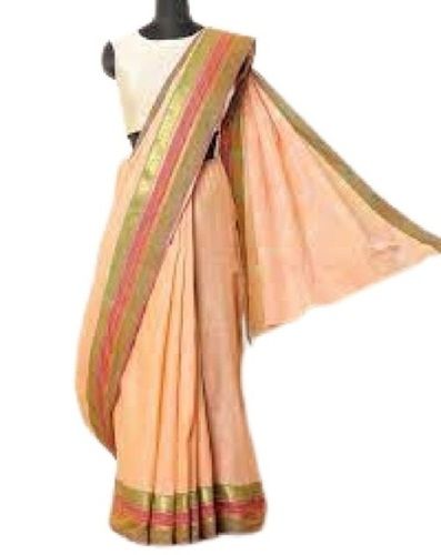 Sandal Ladies Formal Wear Plain Cotton Saree With Matching Blouse Piece