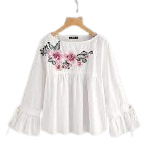 Ladies Party Wear Embroidered Cotton Top