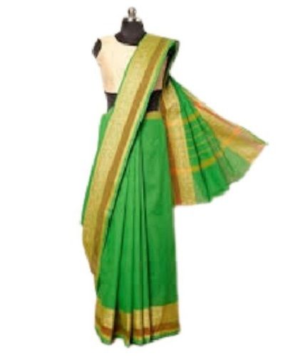 Ladies Traditional Wear Plain Cotton Saree With Attach Blouse