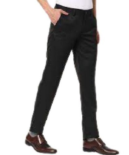 Quick Dry Mens Plain Black Regular Fit Cotton Pant