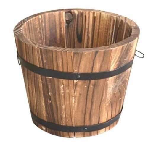 Brown 15X12 Inches Portable Round Wooden Flower Planter