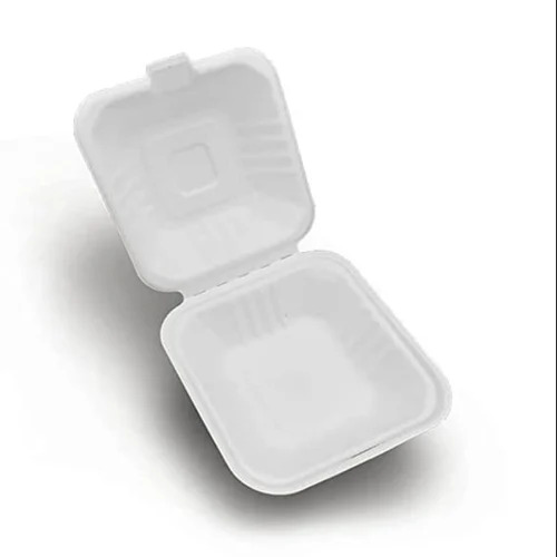 250 Gram Biodegradable And Compostable Bento Cake Box Without Window - 6x6x3.2 Inches, White, Eco-Friendly Sugarcane Fiber, Food Grade