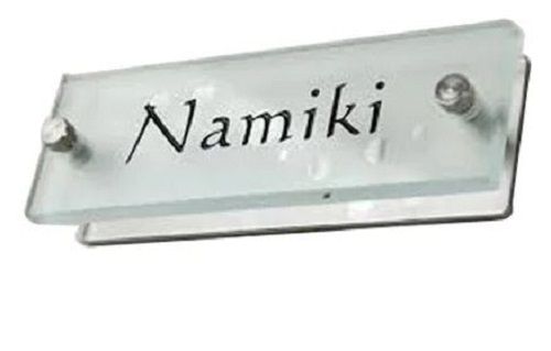 Transperent 7X3 Inch Rectangular Polished Antique Glass Name Plates For Office