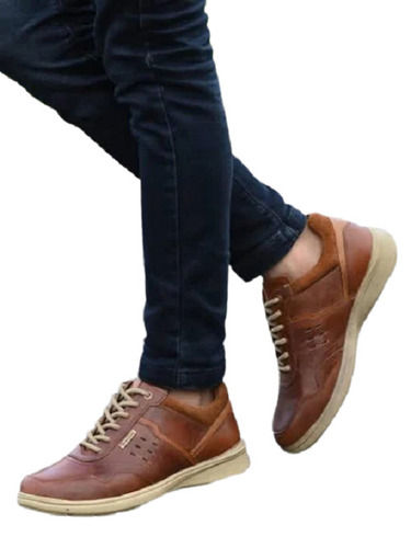 Brown Light Weight Pu Sole Lace Closure Leather Shoes For Men